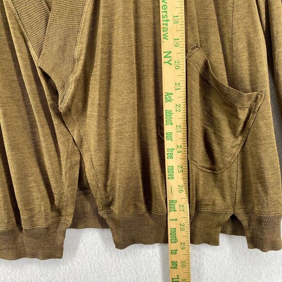 EILEEN FISHER Cardigan PL Silk Cotton Jersey Draped Open Front Long Sleeve Brown - Picture 13 of 15